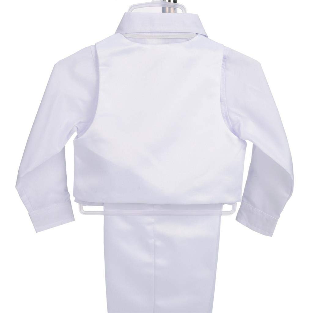 Lito Angels Taufkleidung Taufanzug für Baby Jungen, 5 Teiliges Satin Taufe Weiss Anzug Set mit Taufhaube Hut, Langarm