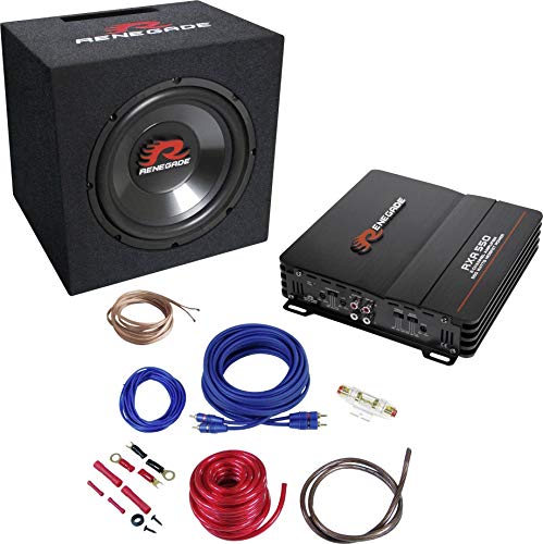 EvoTuning Sistema Subwoofer Auto 25cm in Cassa Box Reflex 500W + Amplificatore 2 Canali Mosfet Classe AB 550W + Kit Cavi Bassi Potenti Dinamici compatibile con Renegade Rbk550xl