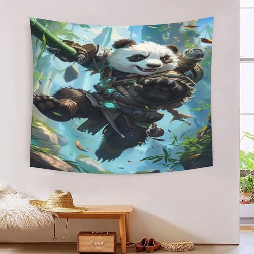 Tapisserie panda effet 3D relief visuel tissu mural géant salon