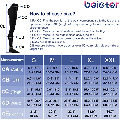 Beister Medical Compression Pantyhose For Women & Men, Opaque Closed Toe 20-30Mmhg Graduated Support Tights #TOP1