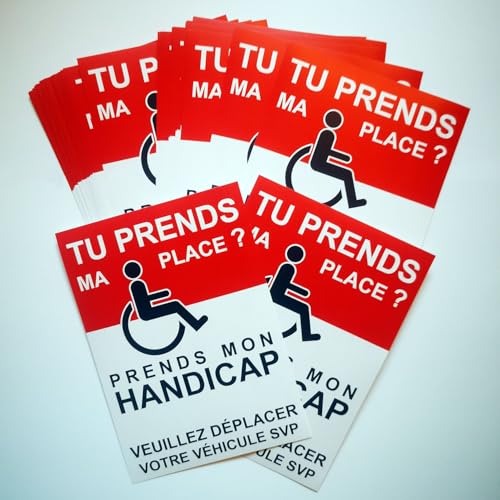 Sticker voiture mal garée handicapé au format A6 lot de 100