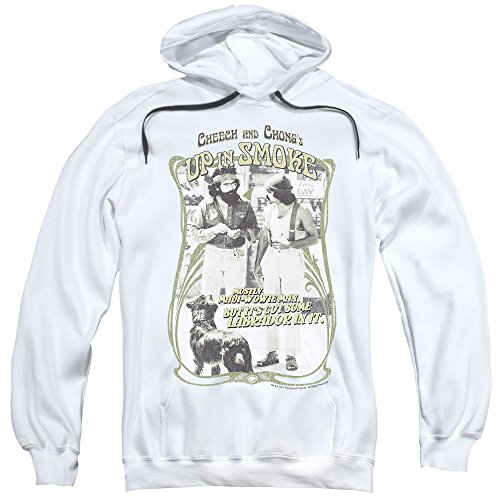 MMM Merchandising Cheech & Chong Mens Labrador Pullover Hoodie, Large, White