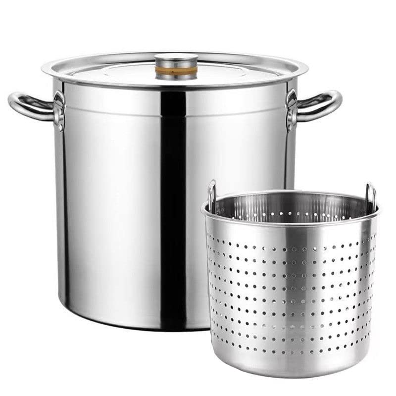 Komercyjny garnek do zupy ze stali nierdzewnej, 27 Qt/45 Qt/63 Qt, wytrzymały garnek do smażenia na raki, owoce morza, indyka, kociołek do zupy, do użytku na zewnątrz, srebrny, 50 l/45