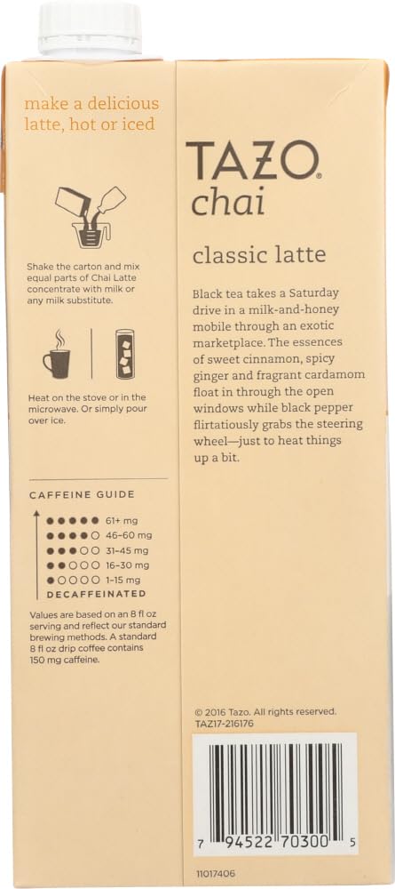 Tazo Chai Tea Latte Concentrate 32 oz (4 Pack)