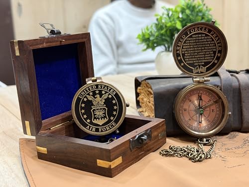 Brújula Militar U.S. Air Force con Estuche de Cuero - Regalo de Apreciación Militar para Hombres y Mujeres miniatura 3