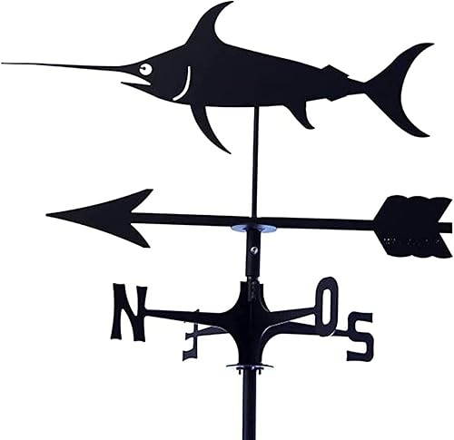 Exquisito adorno de metal para veleta meteorológica, veleta de metal vintage, indicador de dirección de viento hueco para decoración de techo de