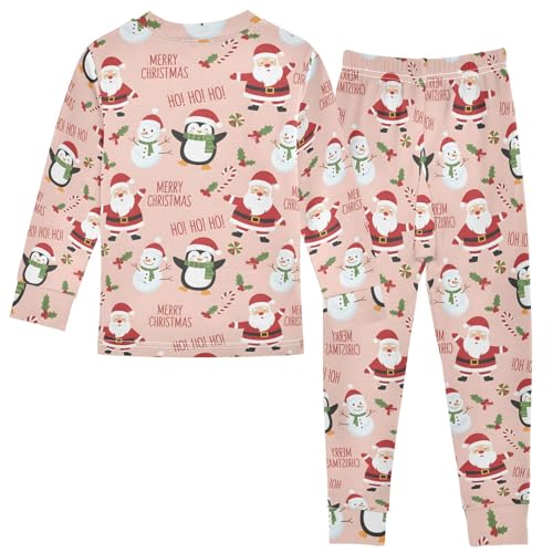 Pajama Sets Long Sleeve Christmas Santa Penguin Soft Comfy Sleepwear 2 Piece PJS 3-8T3