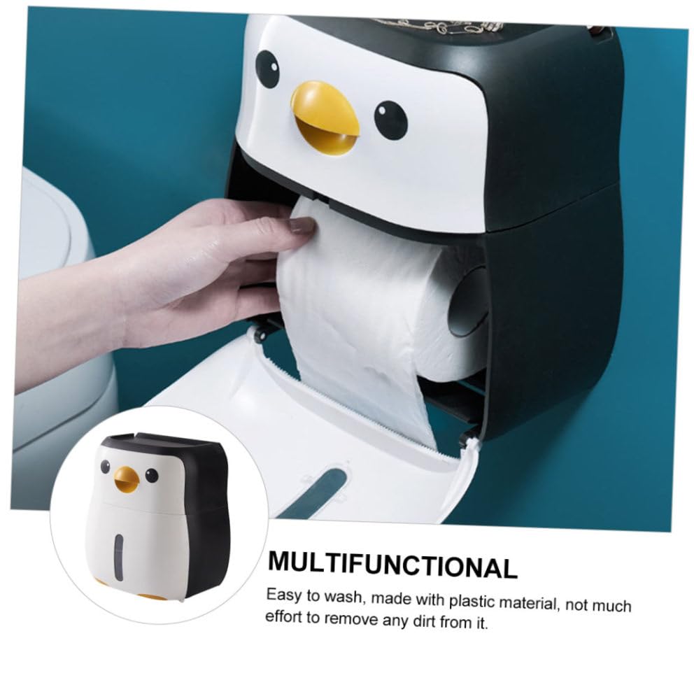 Caja de pañuelos de plástico impermeable con forma de pingüino blanco 8