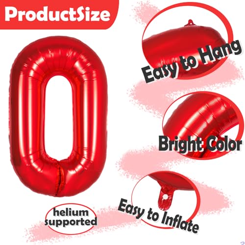 Image of Red 2 Balloon Number Red Theme Birthday Decorations for Girls Boys, Crown Balloons Foil Mylar Large 40 inch 2 Birthday Balloon for Circus 2nd Party Decorations Supplies (Number 2 balloons)