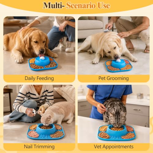 Image of Slow Feeder Dog Bowls 3-in-1 & Lick Mat & No‑Choke Risk Rolling Ball