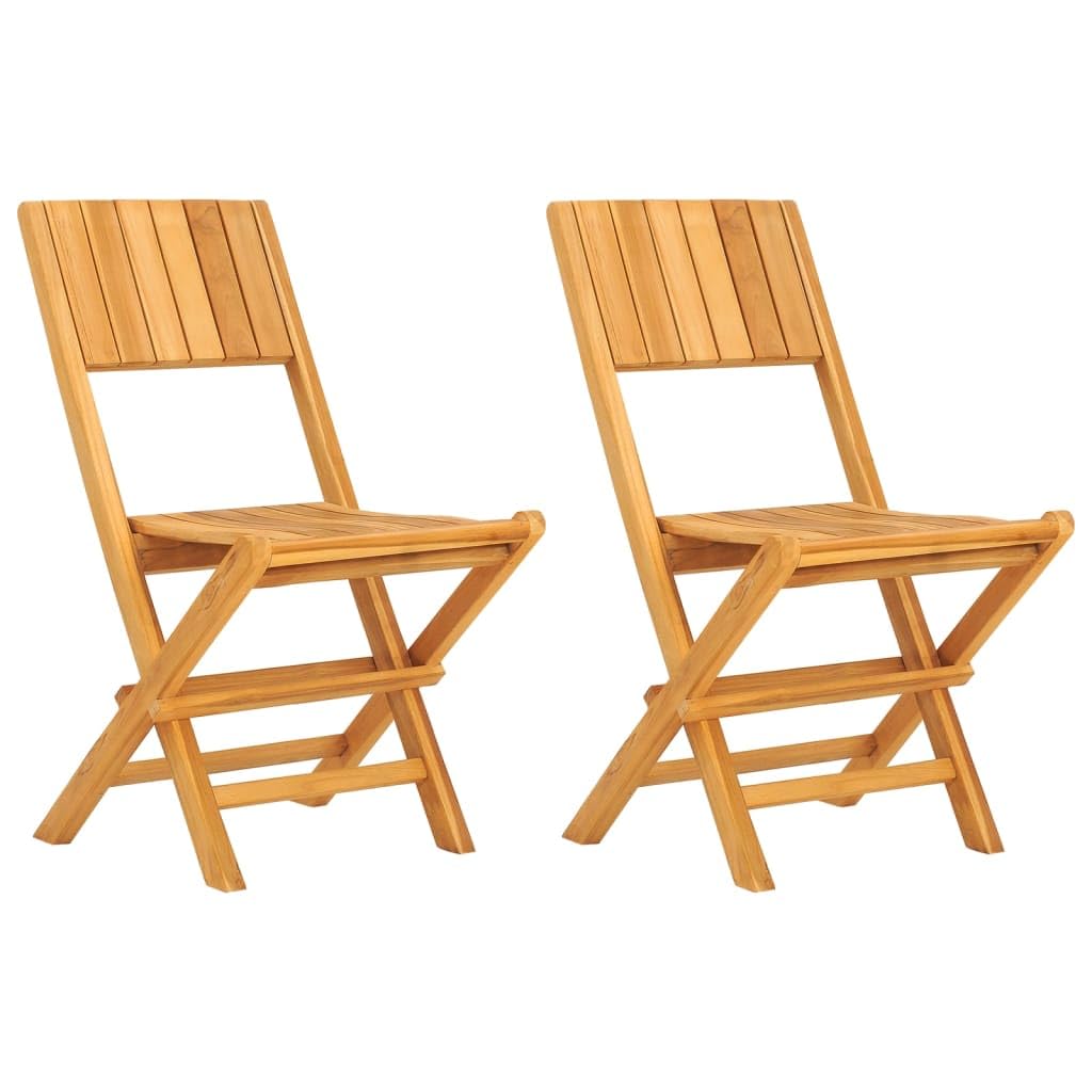 aphrophina Folding Patio Chairs 2 pcs Solid Wood Teak, Weather Resistant and Comfortable Design, Space Saving Foldable Feature, Natural Finish