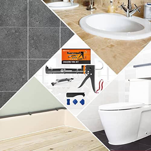 Cocew Caulking Tool Kit, Smooth Caulk Gun And Sealant Finishing Tool Grout Scraper,5 Replace Silicone Pads, Great Tools For Kitchen Bathroom Window Sink Joint With Gift Box #TOP5