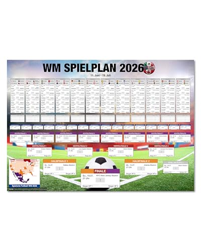 Close Up WM Spielplan 2026 Poster | 100x70 cm | Fußball Weltmeisterschaft Spielplan | übersichtlicher Turnierplan Wandposter für Fans | alle Spiele im Blick