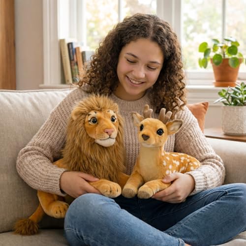 Image of Tabitha Stuffed Toys-Ultra Soft Plush Toy for Kids | Birthday Gifts for Kids and Girls | (Combo of 2 Toys 32 Cm Lion & Deer)