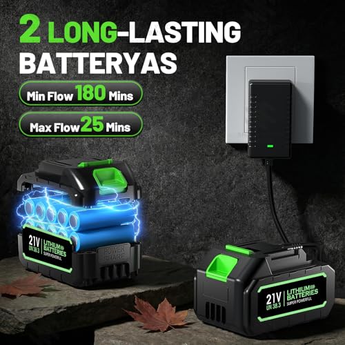 Image of Cordless Leaf Blower, 680 CFM High Power Battery Powered Leaf Blower with 2 Batteries & Charger, 5-Speed Variable Control, Lightweight Handheld Design for Yard, Driveway, Patio, Garage