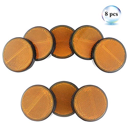 Eacalyc Reflectantes Remolque Redondo Amarillo Catadioptrico Adhesivos Reflectores Traseros Circulares Reflectores Redondos para Remolque Bicicleta Cami�n o m�quinas agr�colas Paquete de 8