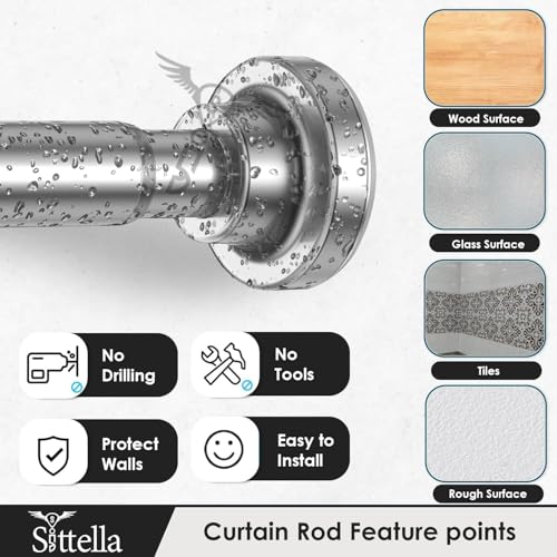 Image of SITTELLA (155Cm To 290Cm) Extendable Shower Curtain Tension Rod Non-Drilling Anti-Skid Spring Pull Rod - Stainless Steel, Silver