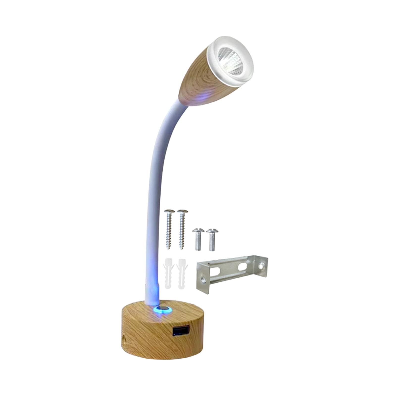 Lámpara de Lectura LED RV Minimalista con Regulación Táctil Flexible y Memoria Luminosa Estructura de Aluminio Elegante Adecuada para Áreas, Blanco