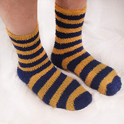 BambooMN Super Soft Fuzzy Team Spirit Socks - Striped - 4 Pairs4