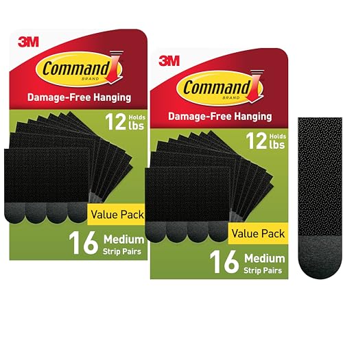 Command 10 lb Medium Picture Hanging Strips, Damage Free Picture Hangers, No Tools Wall Hangers for Home Decor, Black Adhesive