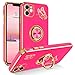 BENTOBEN iPhone 11 Case, Phone Case iPhone 11 6.1, Slim Fit Gold Butterfly Design Kickstand Ring Holder Shockproof Protection Soft TPU Bumper Drop Protective Girls Women Boys iPhone 11 Cover, Hot Pink