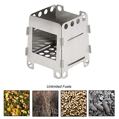 Fogão Externo, Romacci Fogão portátil ao ar livre para acampamento Fogão dobrável de titânio a lenha