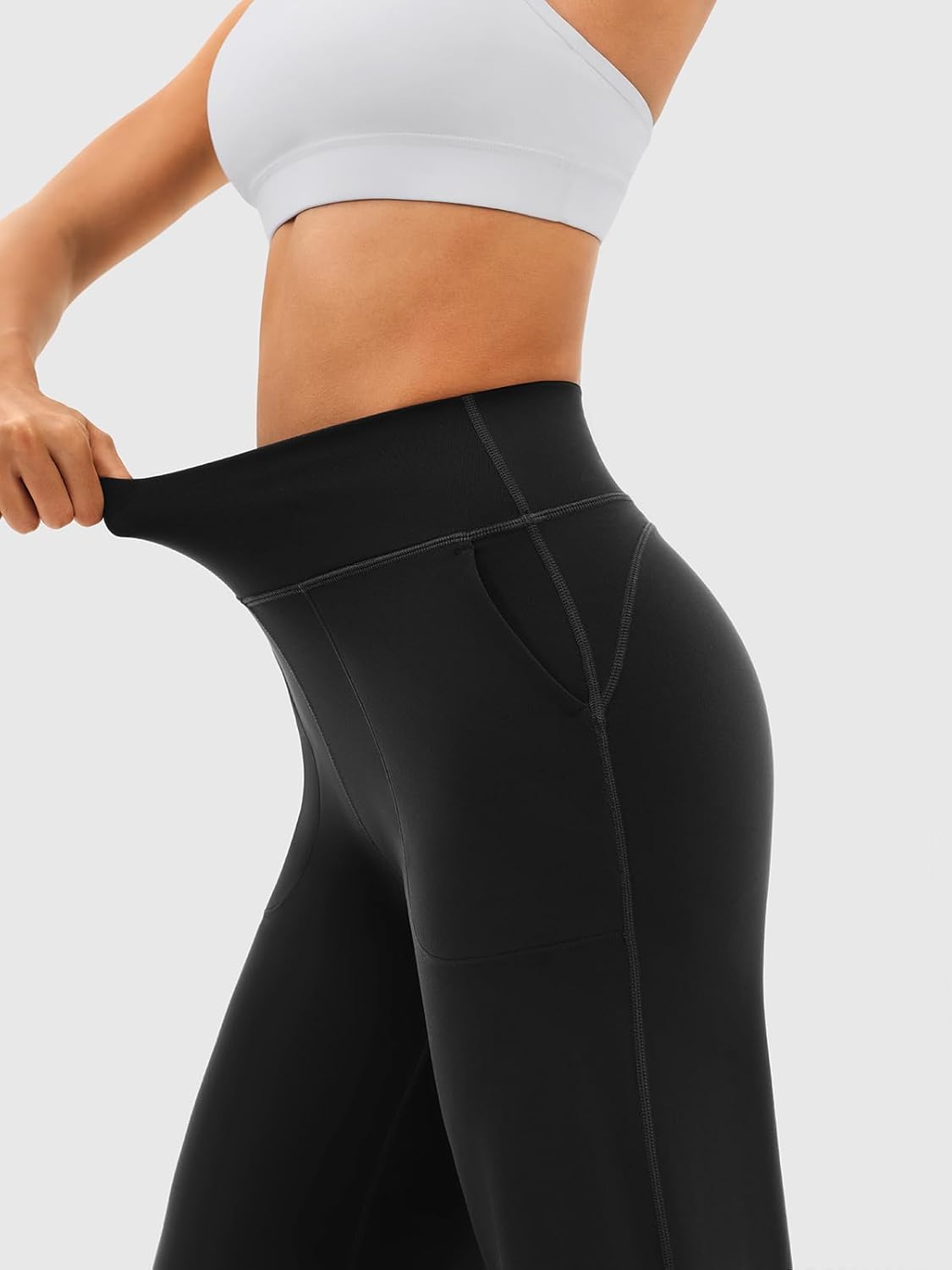 Wide Leg Pants for Women with Pockets 32" Workout Yoga Pants Loose Sweatpants Straight Leg for Business Casual Works