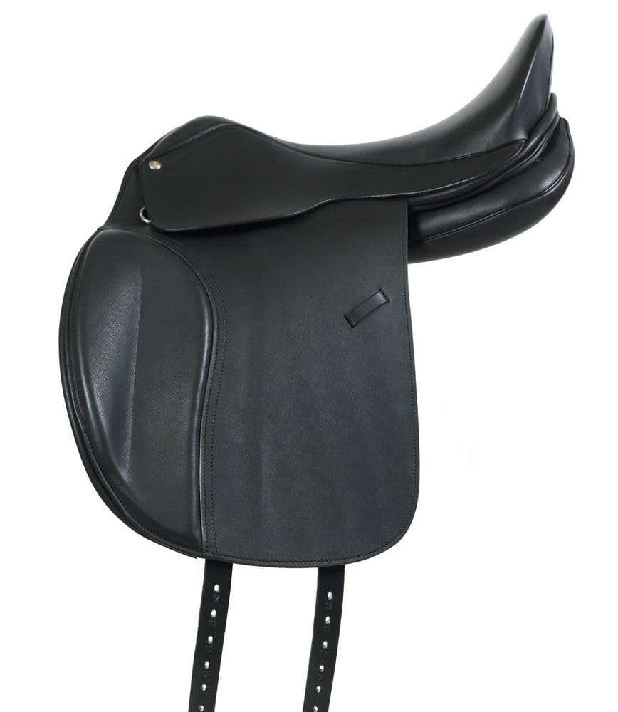 A&M Reitsport Baumloser VSD Sattel 1148 aus Leder, mit Klettkissen wechselbares Kopfeisen, Größe:16.5 Zoll