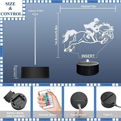 Lampeez Kids 3D Horse Race Night Light Optical Illusion Horse Riding Lamp With 16 Colors Remote Control Changing Birthday Gift Idea For Boys And Girls #TOP7