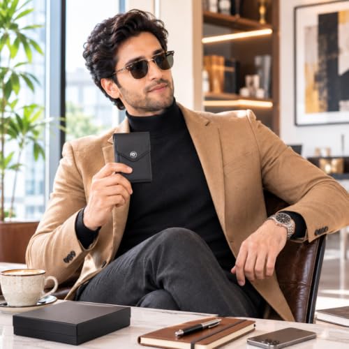 Buy WALLETKART Slim Card Holder Wallet for Men & Women | Pull Tab Card Wallet with Cash Pocket | Compact Front Pocket Wallet | Minimalist Card Organizer | Genuine Leather (Style ID #43) (Black) at Amazon.in - Image 3