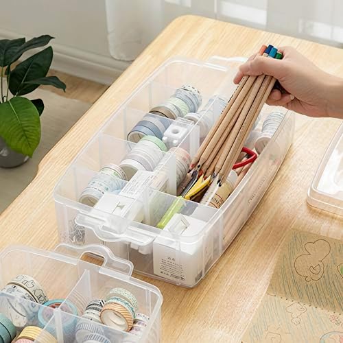 Sooyee 3-Layer Things & Crafts Storage Box with 30 Adjustable Compartments for Organizing Washi Tape, Embroidery Accessories, Threads Bobbins, Kids Toy, Nail Polish, Jewelry - Large by Sooyee - Image 3