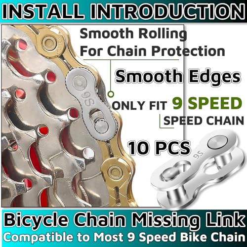 image for HuGuWdy Missing Link 10 Pairs for 9 Speed Bike Chain Master Link For B