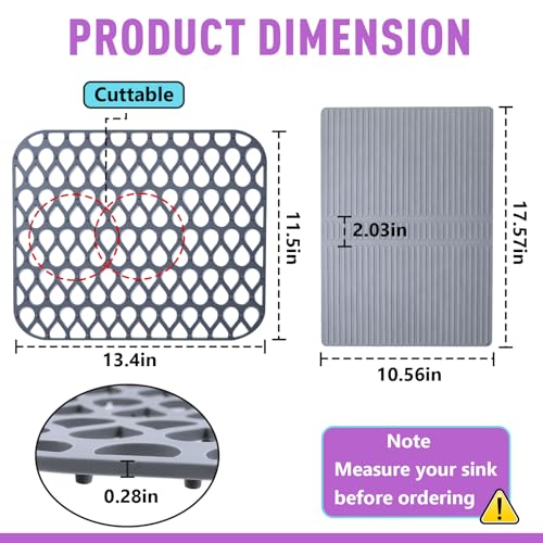 Set de 3 protectores para fregadero de silicona 13.4 x 11.5 pulg. miniatura 3
