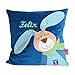 Produktbild Sigikid Kuschelkissen mit Ihrem Wunsch-Namen bestickt Wombel Bombel blau 40 cm x 40 cm inklusive Füllung Namenskissen Kinderkissen personalisiert