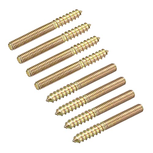 Image of uxcell M6x50mm Hanger Bolts, 8pcs Double Ended Thread Dowel Screws for Wood Furniture
