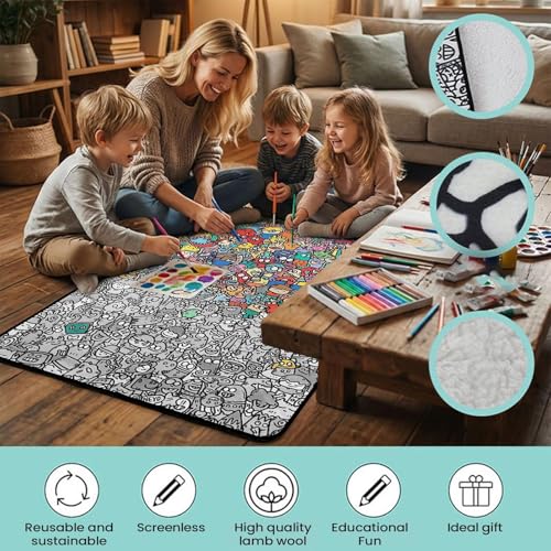 Couverture à colorier DIY lavable pour éviter les dessins sur canapé
