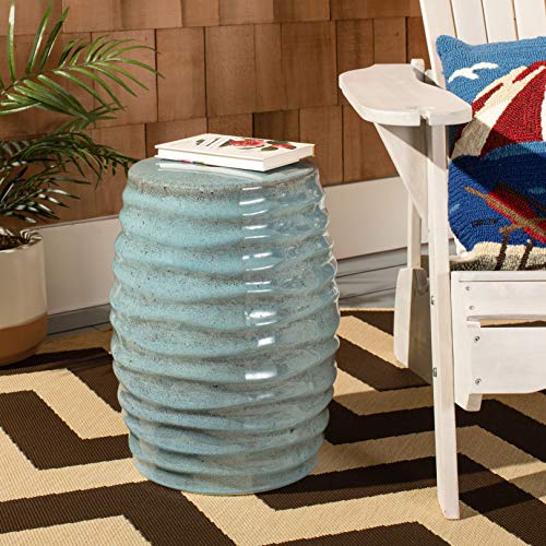 SAFAVIEH ACS4575A Home Kita White Ceramic 19-inch Indoor/Outdoor Side Table Garden Stool