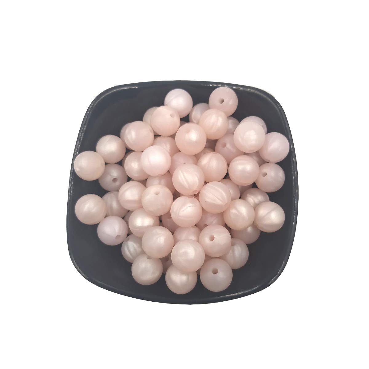100pcs 12mm Silicone Round Beads for Keychain Silicone Pearl Beads Bulk DIY Mom Necklace Bracelet Jewelry Making Beading Accessory (Pearl Pink)