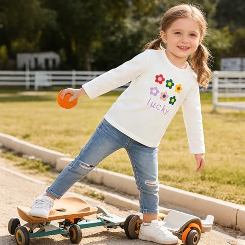 Image of 100% Cotton Girls T-Shirt 2-Pack Cute Tops Casual Soft Printed Toddlers Tees Layering 18Months-8Years