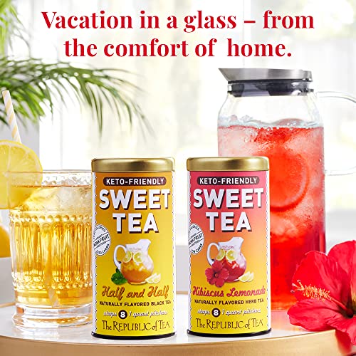 The Republic Of Tea – Keto-Friendly Sweet Iced Half And Half Tea - Black Tea And Lemonade, 8 Large Quart-Sized Iced Tea Pouches, Naturally Caffeinated #TOP2