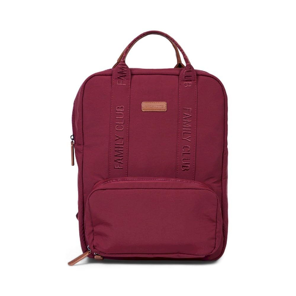 CHILDHOME, Plecak na pieluchy Family Bag, duża pojemność, wielofunkcyjna, mata do przewijania w zestawie, 11 przegródek, izolowane kieszenie, walizka na kółkach, wieszak na wózek, 20,5 l, bordowy