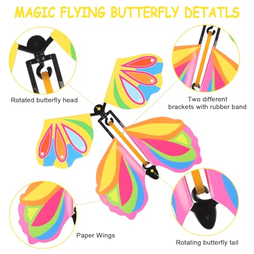 Image of LOMIMOS 40PCS Magic Flying Butterflies, Wind Up Butterfly Gift Fairy Flying Toy for Kids Surprise Explosion Box Wedding Birthday Party Book Greeting Card(20 Styles)