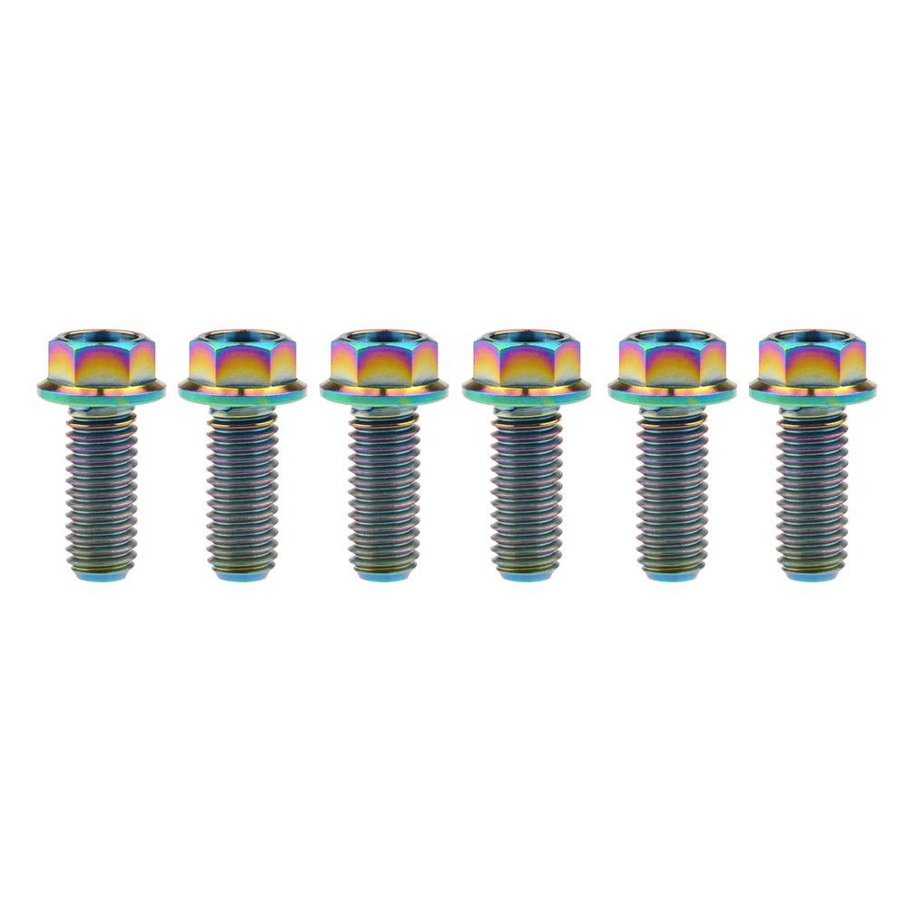 DWAMMEBRS M8x15-65mm Flange Hex Head Screws Pich 1.25mm Pack of 6 for Motorcycle Bike Parts(Rainbow,M8x20mm)