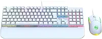 Kit Teclado Mouse Mecânico Abnt2 Gamer Led Rgb Iluminado Branco