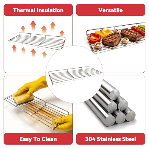 Image of Warming Rack for Captiva Designs 4-Burner Propane Gas BBQ Grill, GR001 Grill Warming Rack for Captiva Designs Accessories, Stainless Steel Upper Rack with Side Burner