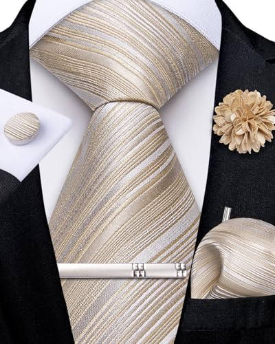 Image of DiBanGu Silk Pre-tied Ties for Men Formal Adjustable Necktie Set | 6PCS,Zipper Tie,Pocket Square,Cufflinks,Tie Clip & Lapel Pin,Wrinkle-Resistant,Premium Gift Box,Formal Business Wedding Party