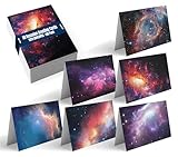 Better Office Products 50-Pack All Occasion Greeting Cards Box Set, 4 x 6 inch, 50 Assorted Blank Note Cards & 50 Envelopes, 6 Cosmic Galaxy Designs, Blank Inside, 50 Pack