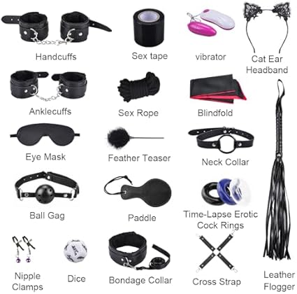 Sex Bondage Ties BDSM Kit Qoosea 18PCS Set de Juguetes Sexuales para Parejas Set Bondage Ajustable Juegos de Adultos para Parejas Set de Sujeción para Accesorios Sexuales