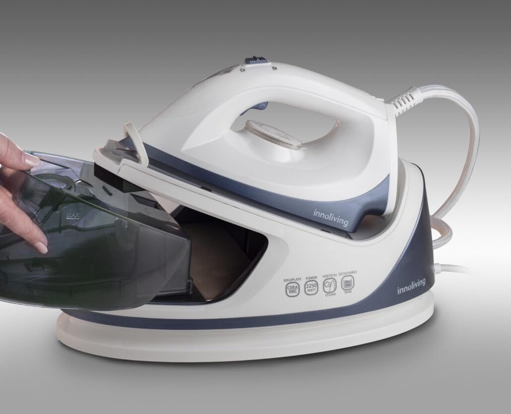 Innoliving Ferro da Stiro con Generatore Vapore Continuo INN-681, Potenza 2250W, Serbatoio da 1.1Litri, Pressione Vapore 3,5 Bar, con Funzione Anticalcare e Piastra in Ceramica