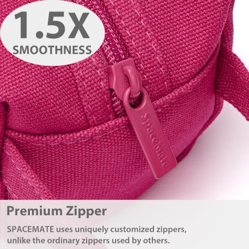 Image of SPACEMATE Pencil Case Pouch Box Bag School Supplies Girls Boys Kids, Cute Preppy Stuff Large Big Capacity Aesthetic Canvas Pen Organizer, Back to College Stationary, Hot Pink, Simple Style, 1200ml